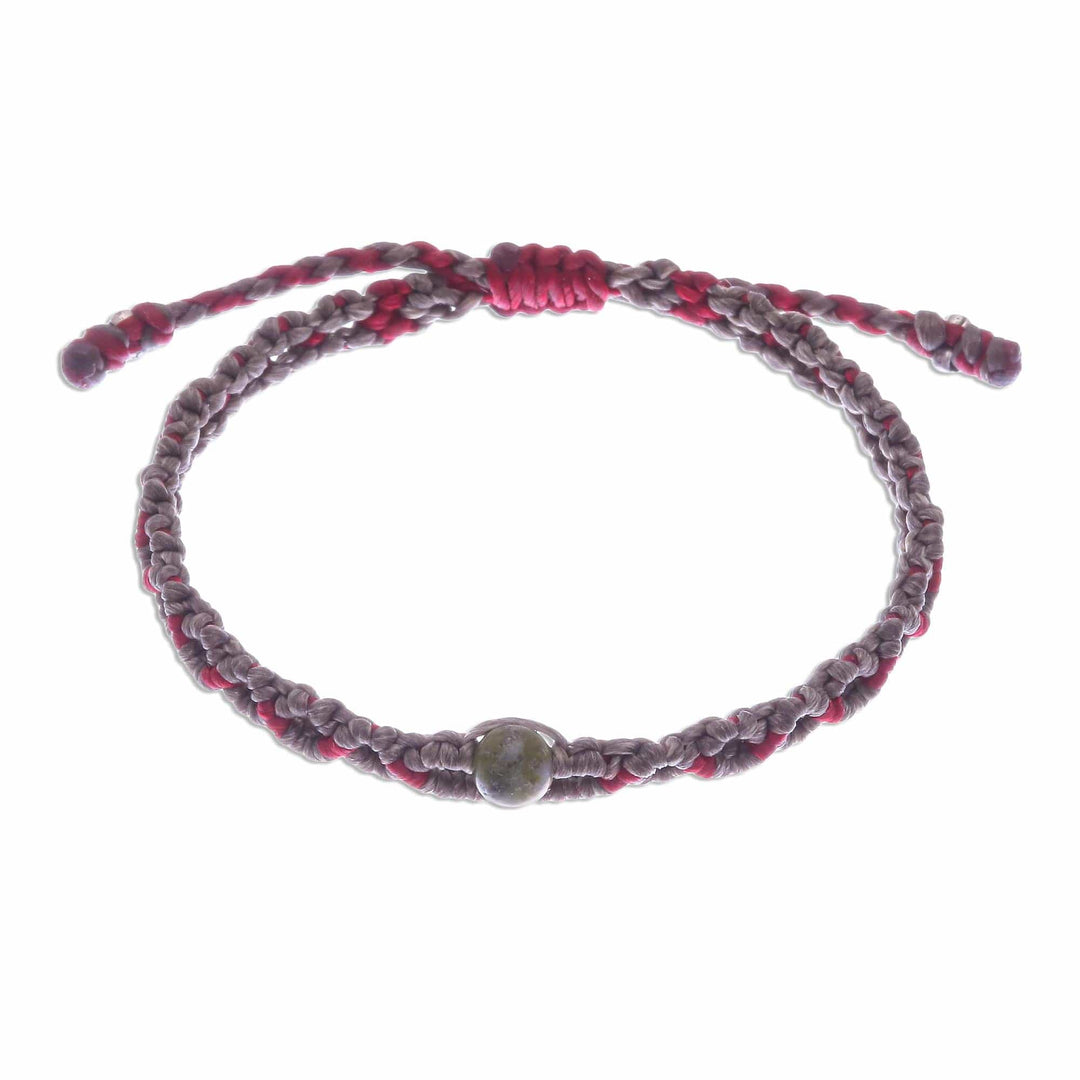 Women's Adjustable Unakite and Macrame Bracelet - Bohemian Chic