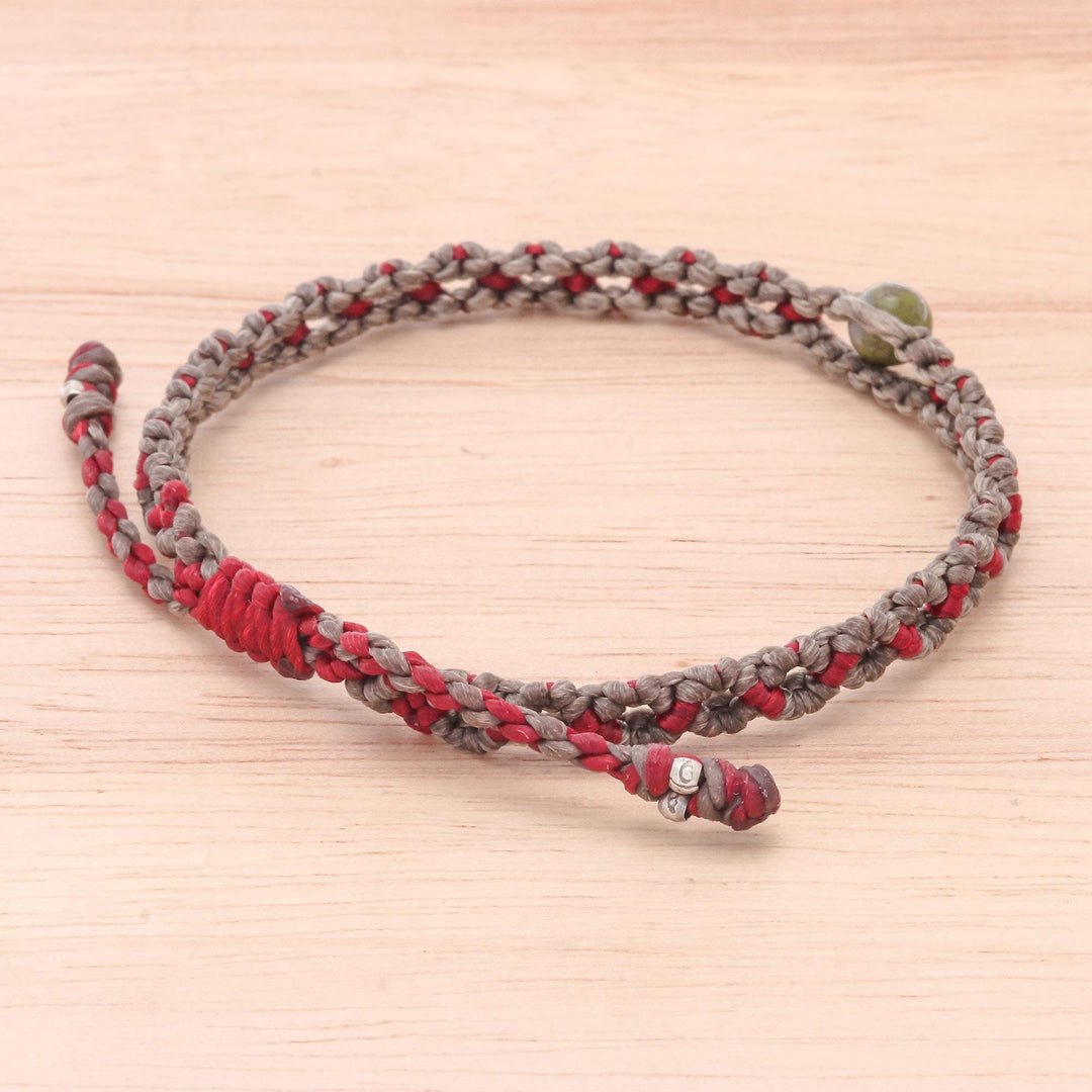 Women's Adjustable Unakite and Macrame Bracelet - Bohemian Chic