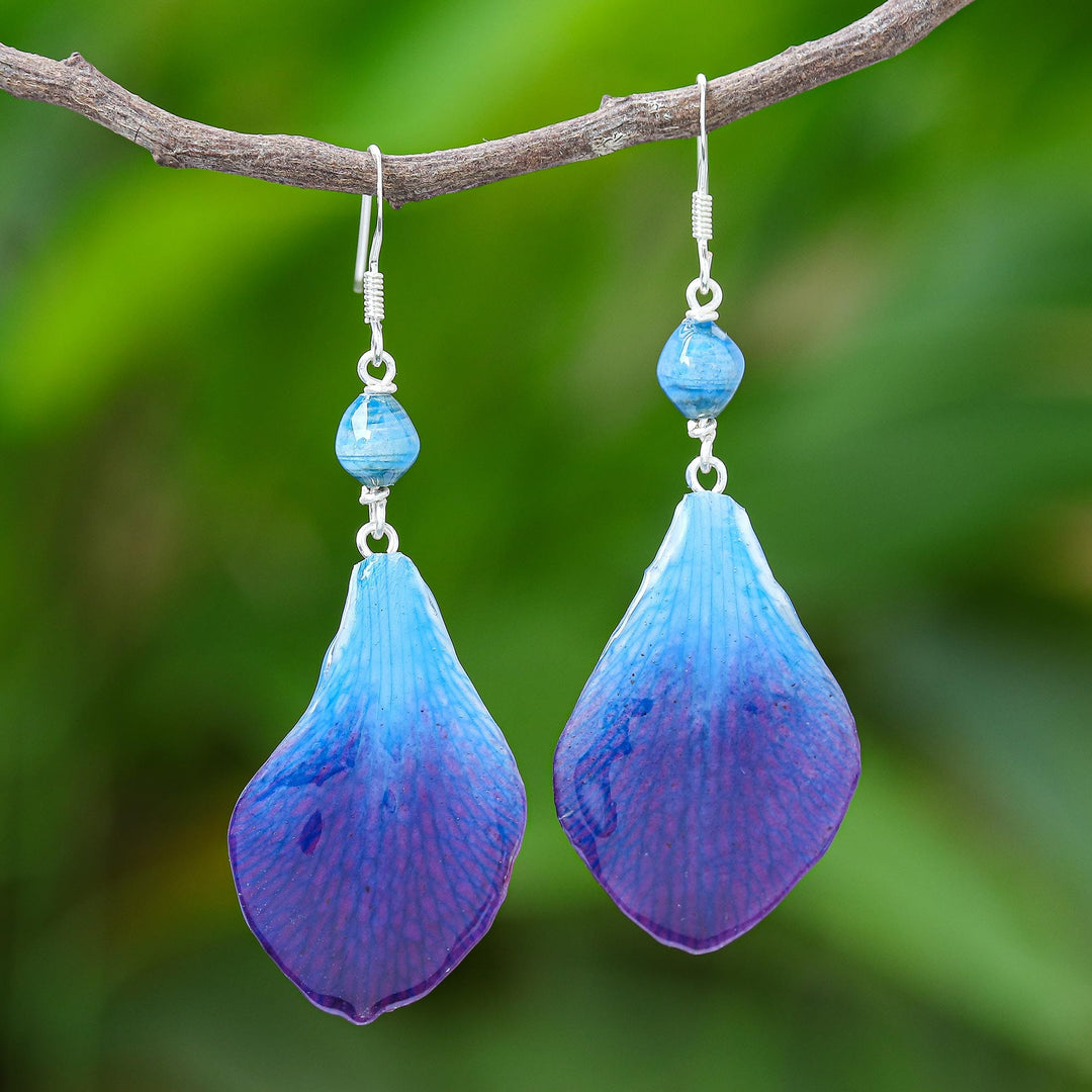 Blue Orchid Petal Earrings - Forever Orchid in Blue