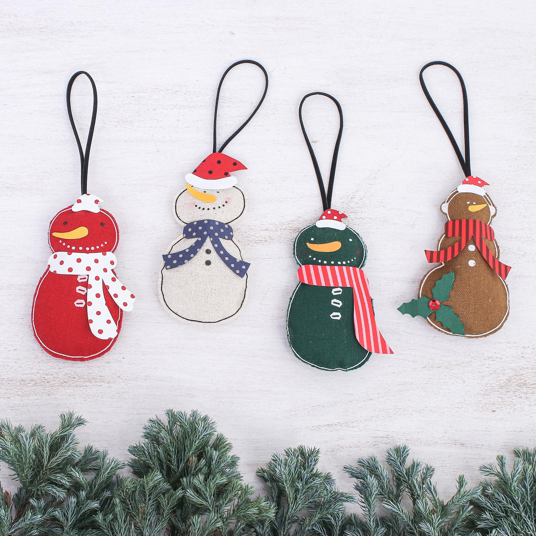 Snowman Ornaments - Set of 4 - Snowmen