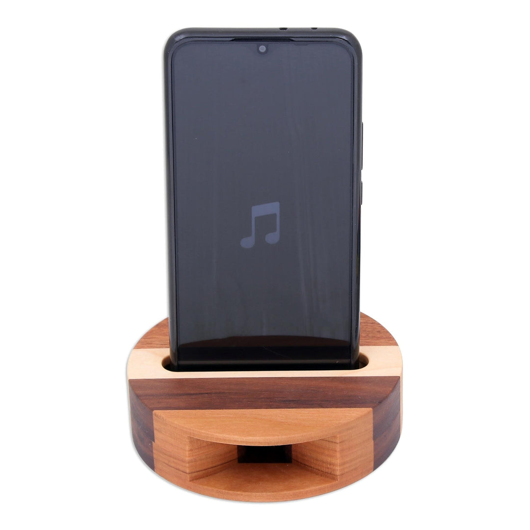 Hand Crafted Round Teak Wood Smartphone Speaker - Lively Sound