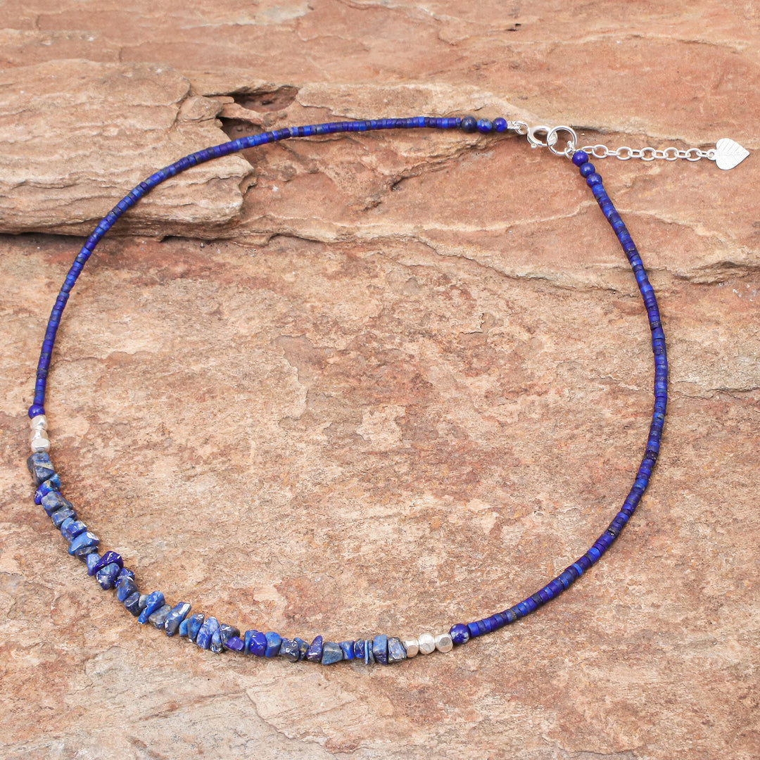 Lapis Lazuli and Karen Silver Beaded Necklace - Nature's Finest Hour