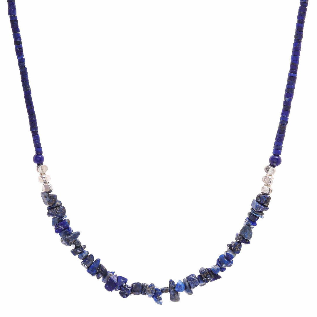 Lapis Lazuli and Karen Silver Beaded Necklace - Nature's Finest Hour