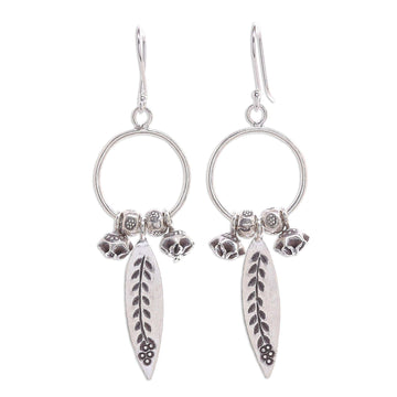 Sterling and Karen Silver Floral Dangle Earrings - Tribal Tree