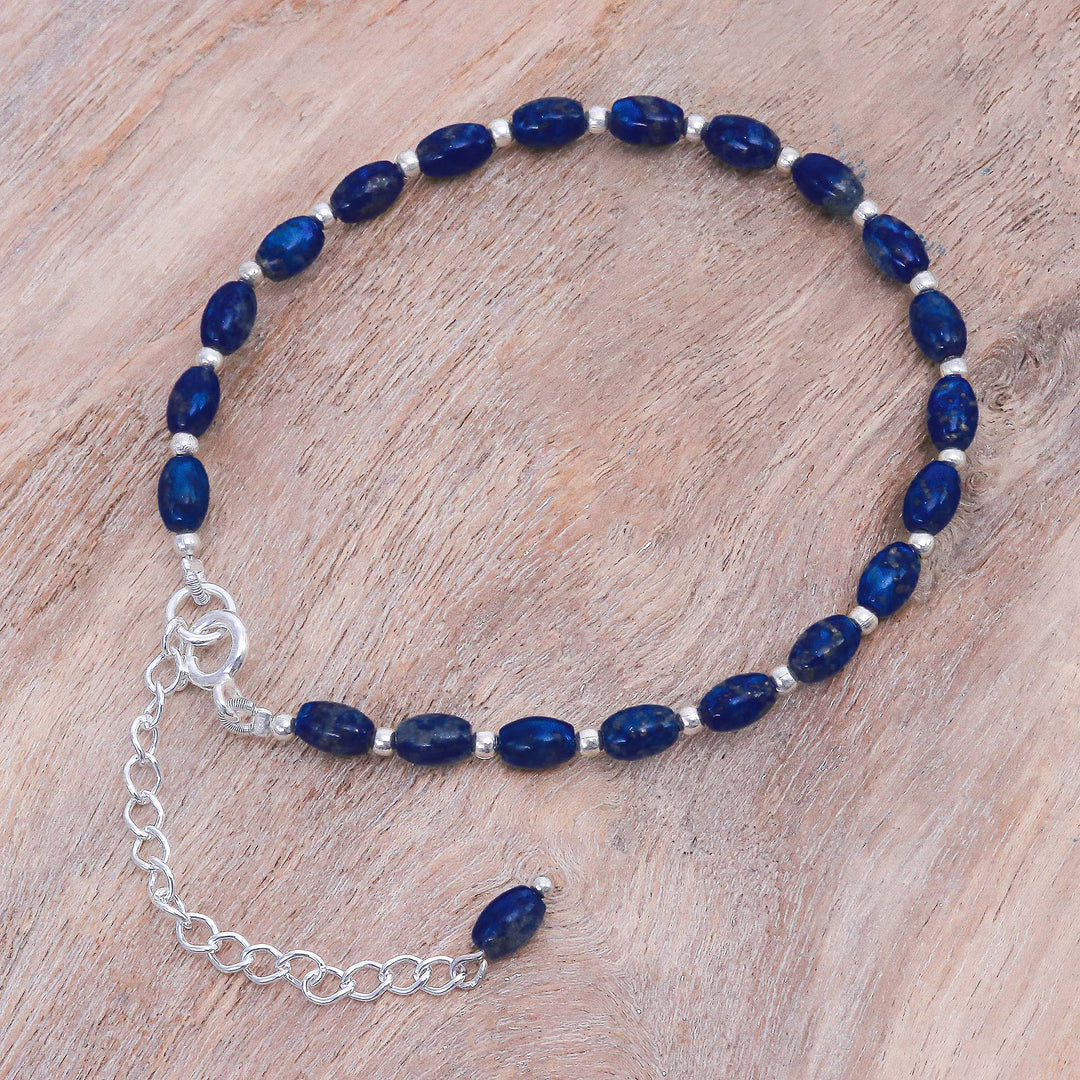 Lapis Lazuli and Sterling Silver Beaded Bracelet - Into the Sky