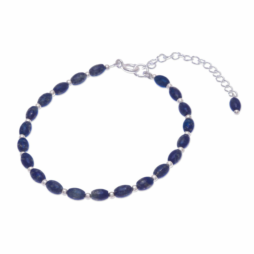 Lapis Lazuli and Sterling Silver Beaded Bracelet - Into the Sky