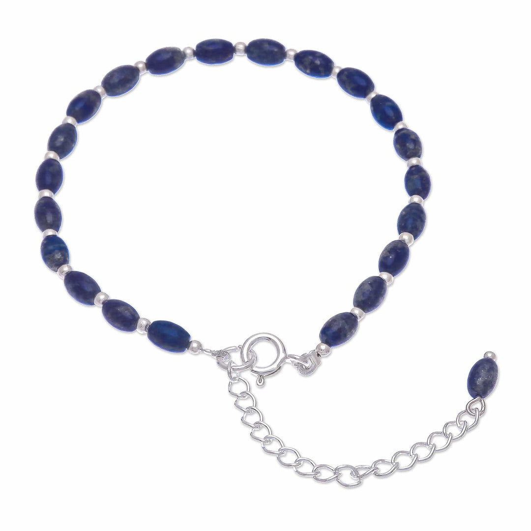 Lapis Lazuli and Sterling Silver Beaded Bracelet - Into the Sky