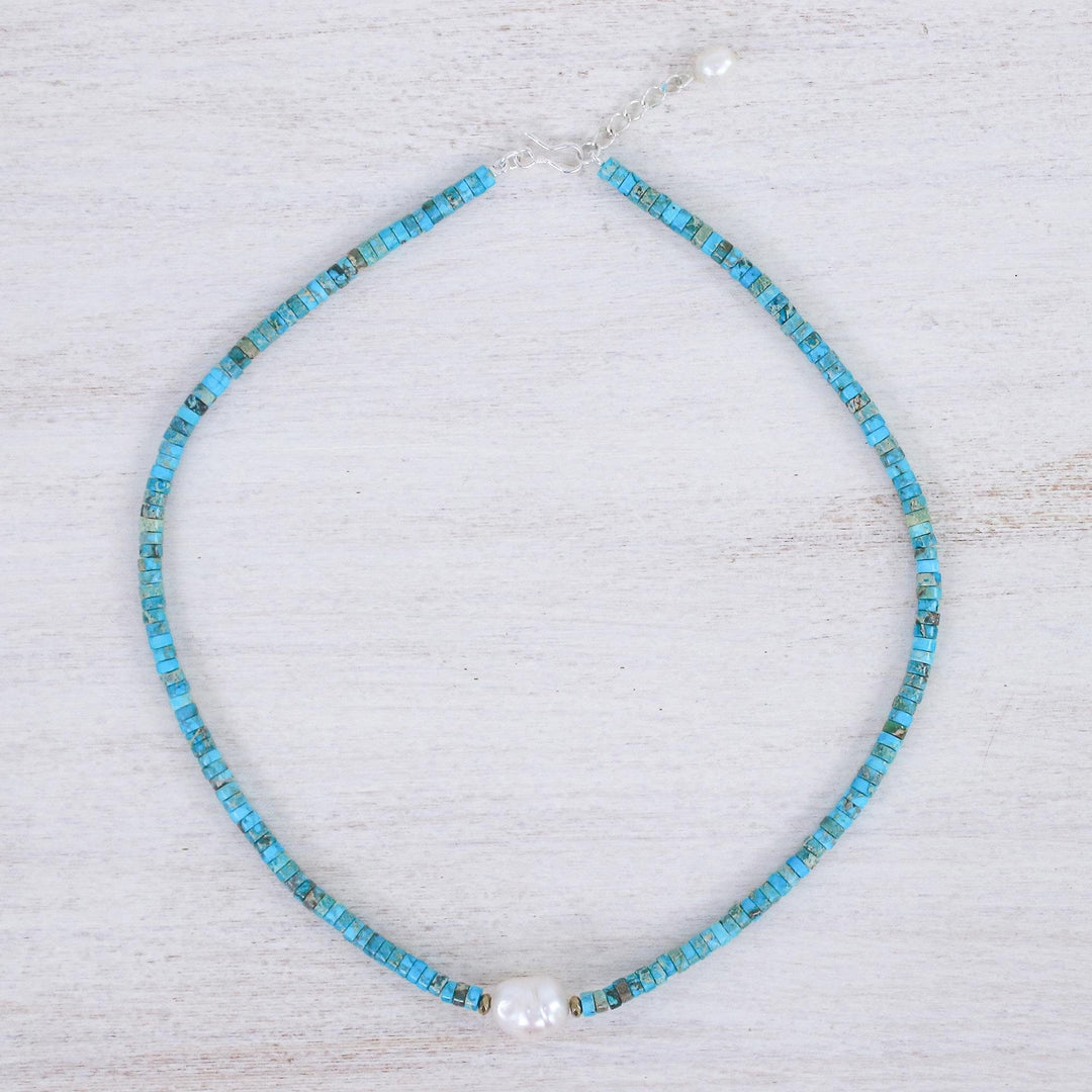 Handmade Hematite and Cultured Pearl Pendant Necklace - Beach Vacation