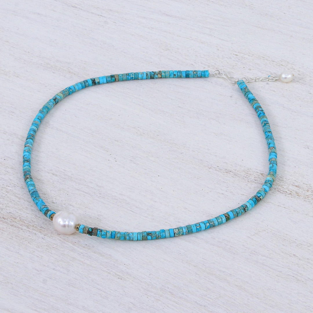 Handmade Hematite and Cultured Pearl Pendant Necklace - Beach Vacation