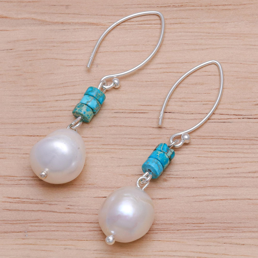 Cultured Pearl and Sterling Silver Dangle Earrings - Sea Realm