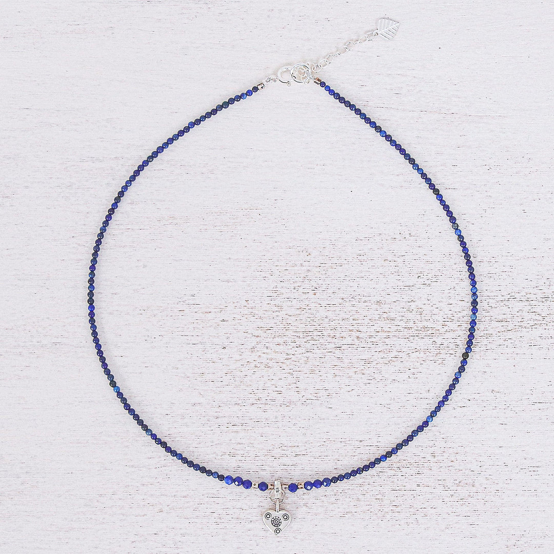 Lapis Lazuli Heart-Motif Pendant Necklace - Lonely Hearts