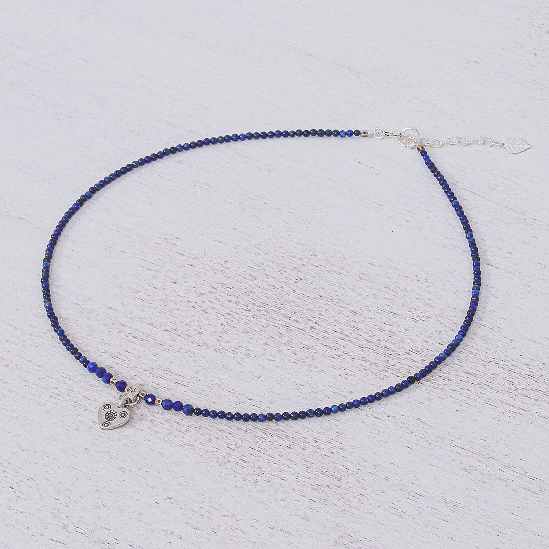 Lapis Lazuli Heart-Motif Pendant Necklace - Lonely Hearts