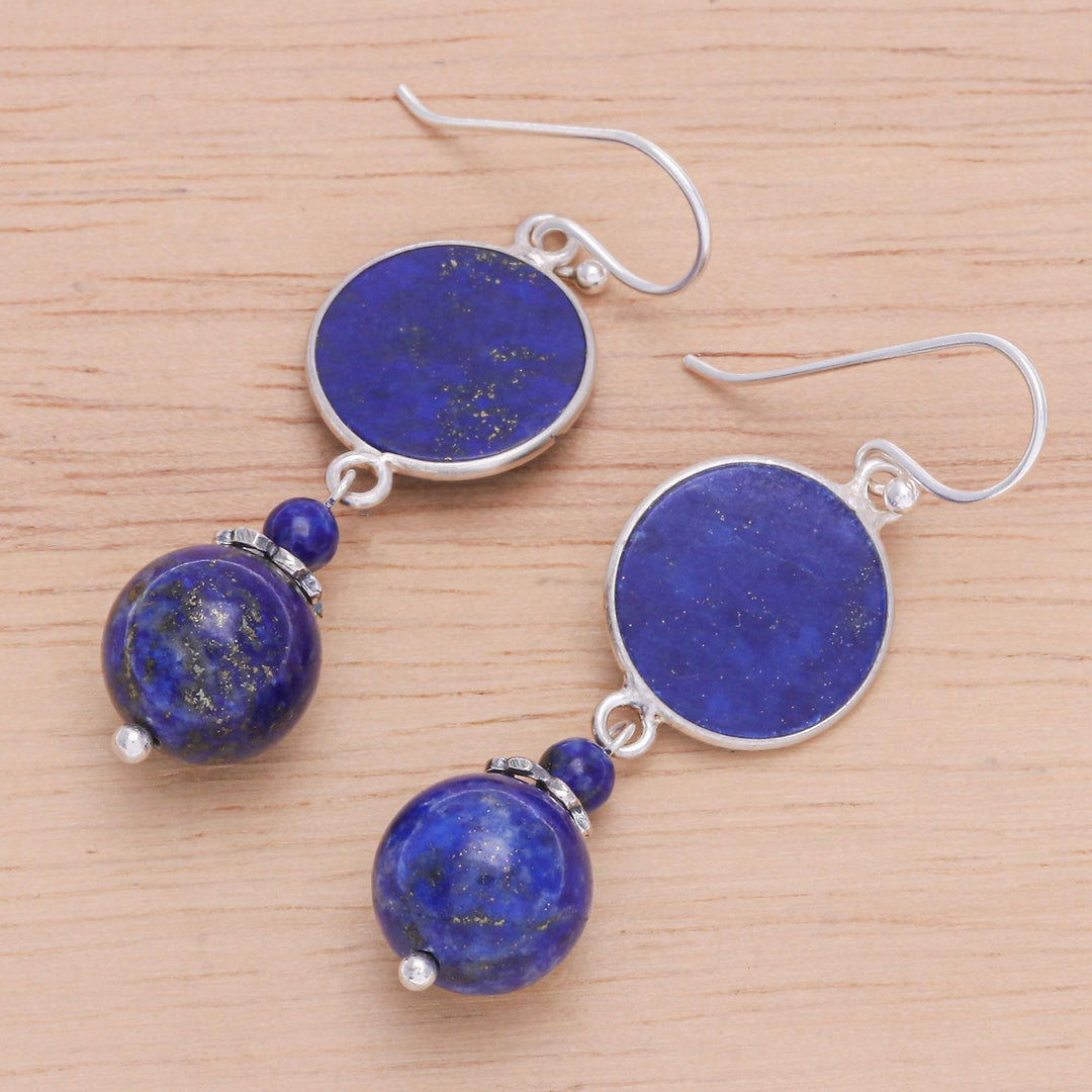 Hand Crafted Lapis Lazuli Dangle Earrings - Loving Moon