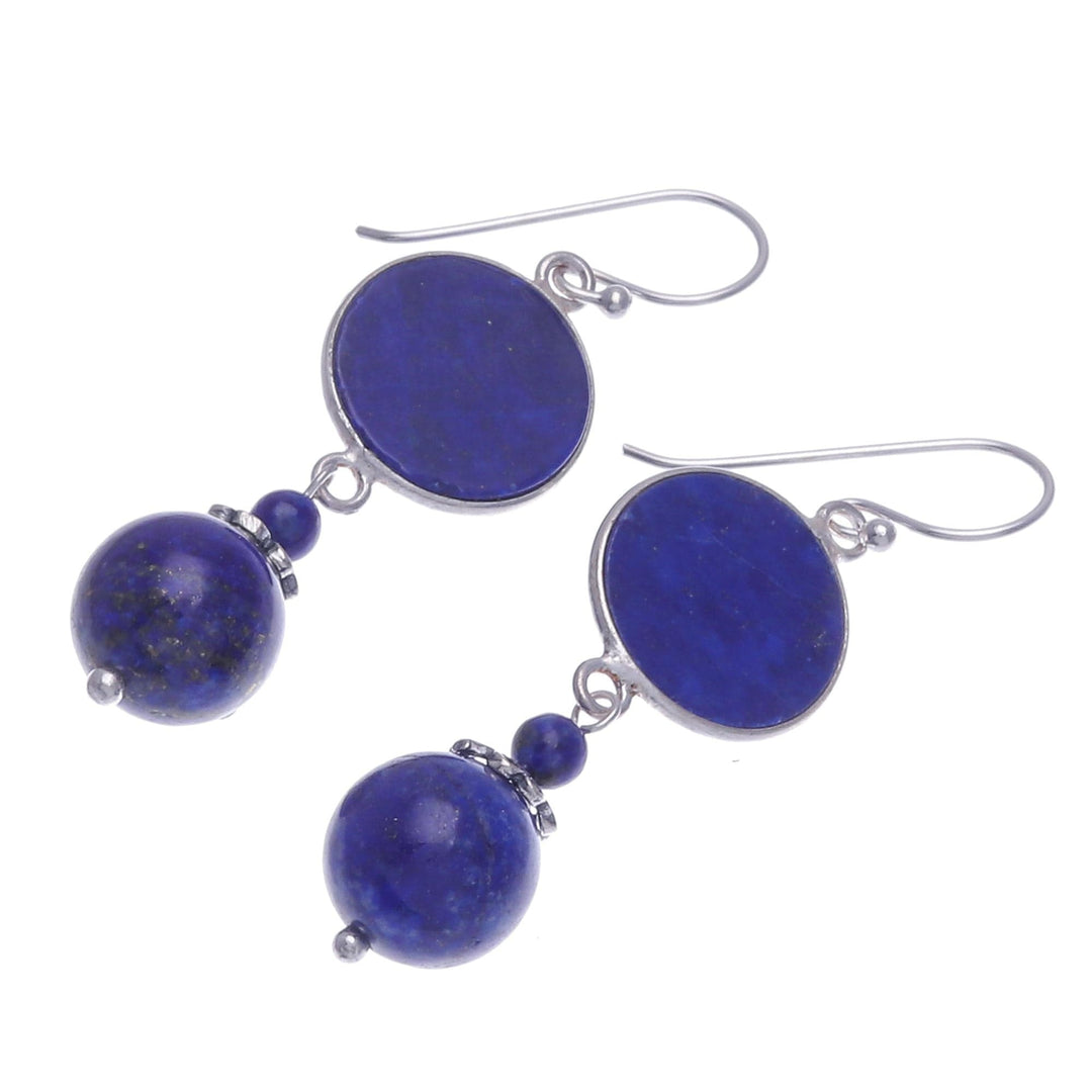 Hand Crafted Lapis Lazuli Dangle Earrings - Loving Moon