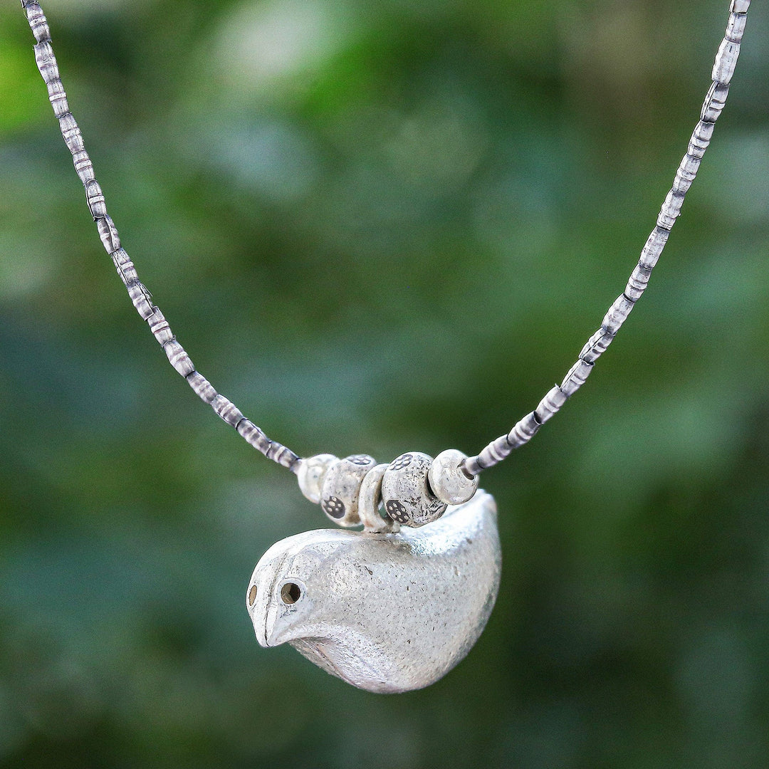 Karen Silver Pendant Necklace with Bird Motif - Early Bird