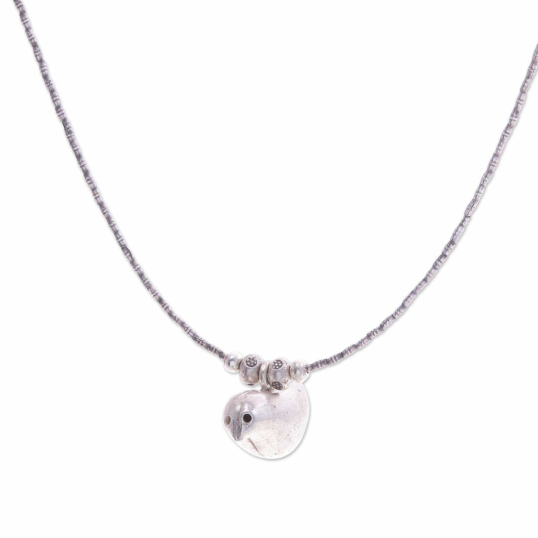 Karen Silver Pendant Necklace with Bird Motif - Early Bird