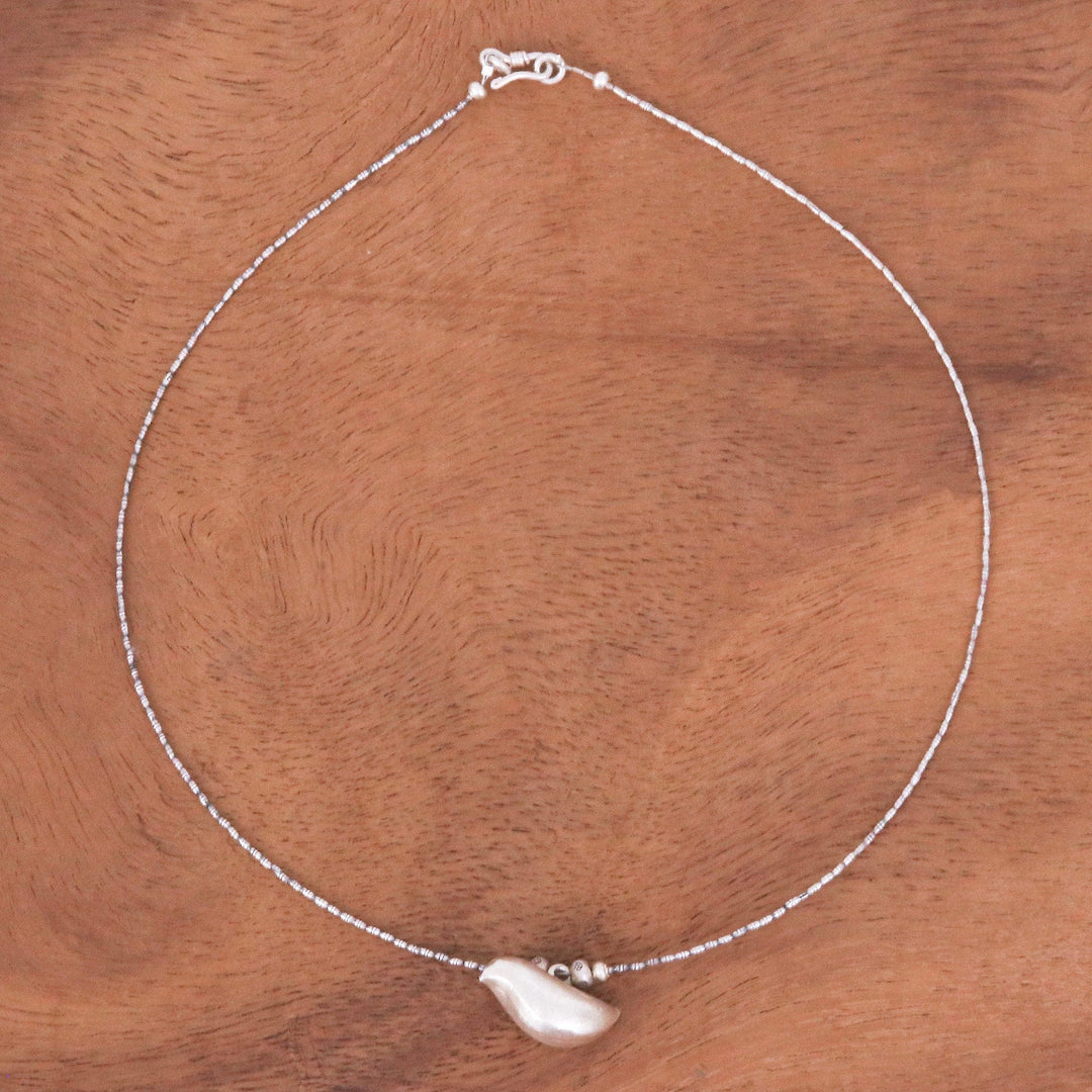 Karen Silver Pendant Necklace with Bird Motif - Early Bird