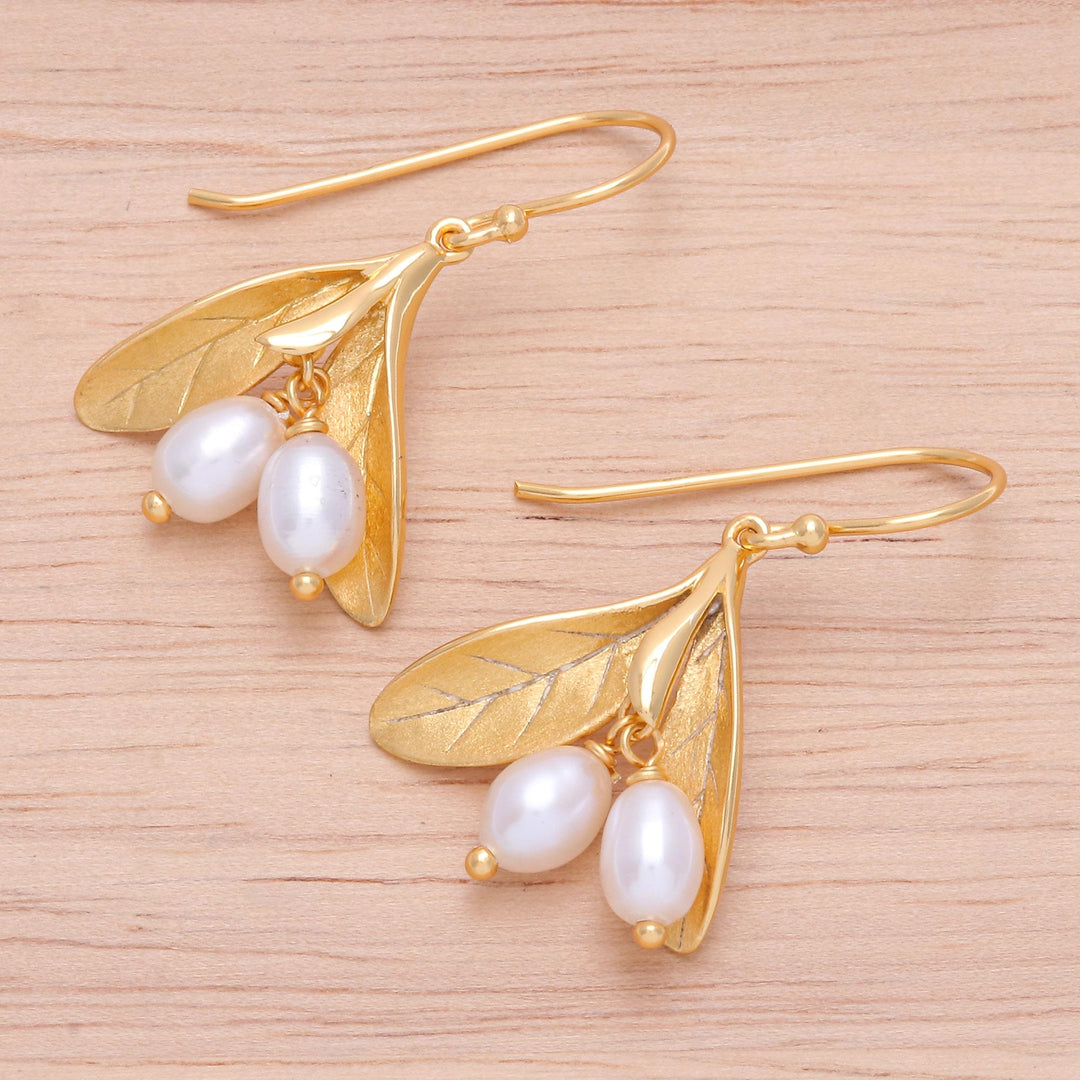 Gold-Plated Cultured Pearl Dangle Earrings - Bearing Fruit
