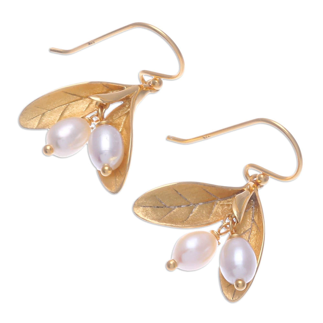 Gold-Plated Cultured Pearl Dangle Earrings - Bearing Fruit