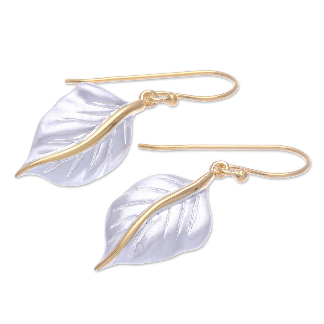 Gold-Accented Dangle Earrings with Leaf Motif - Natural Law