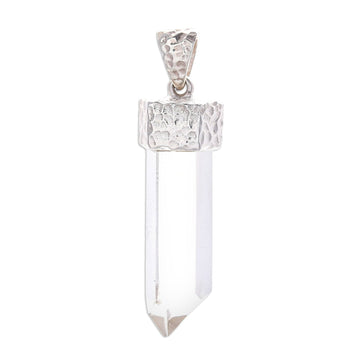 Unisex Natural Quartz Pendant with Sterling Silver - Crystal Amour