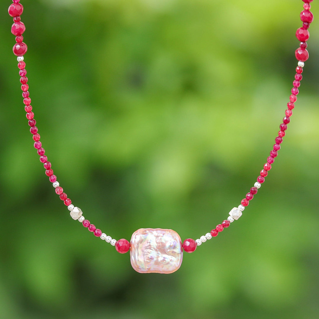 Cultured Pearl & Quartz Beaded Pendant Necklace - Sweet as The Sea