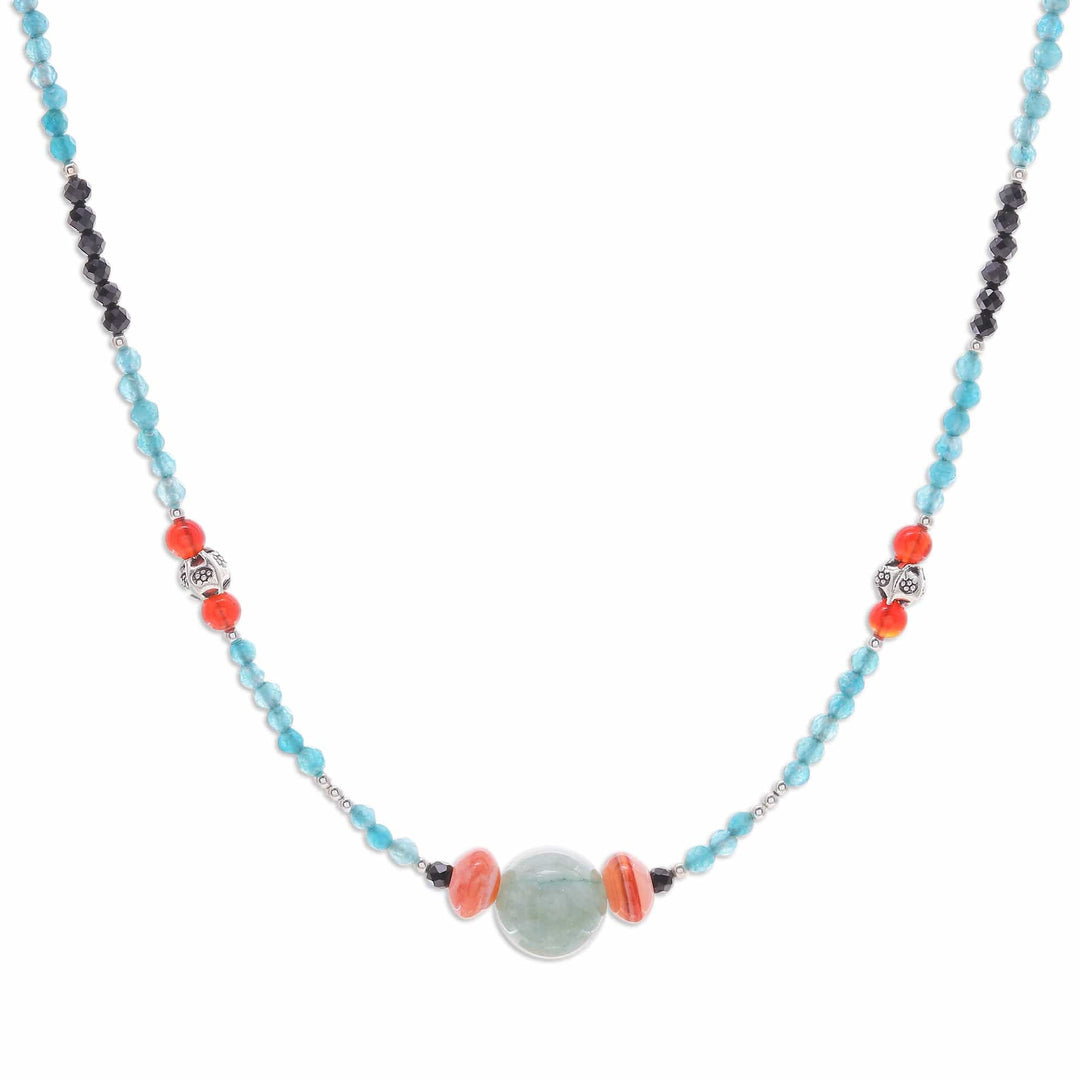Quartz & Multi Gemstone Beaded Pendant Necklace - Sweet as The Sky