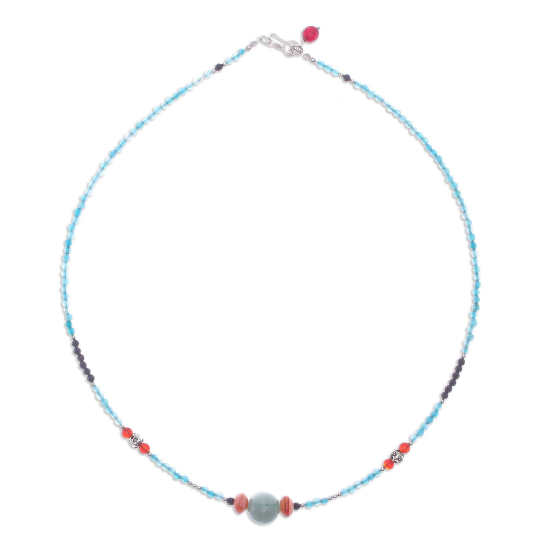 Quartz & Multi Gemstone Beaded Pendant Necklace - Sweet as The Sky