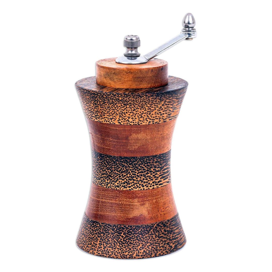 Palm and Teak Wood Pepper Mill - Curved Pepper