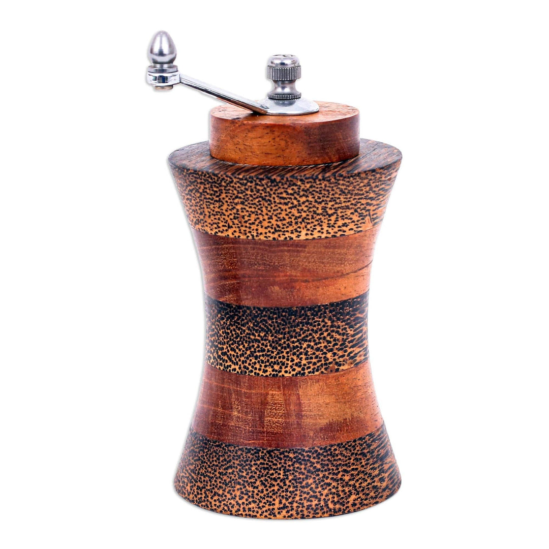 Palm and Teak Wood Pepper Mill - Curved Pepper