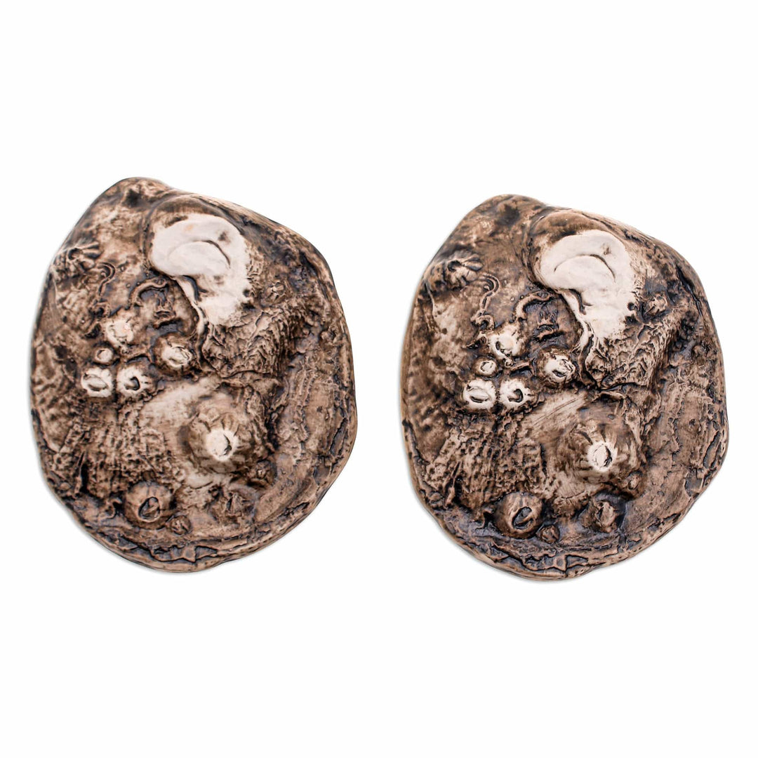 Handcrafted Round Ceramic Oyster Snack Plates (Pair) - Marine Ambrosia