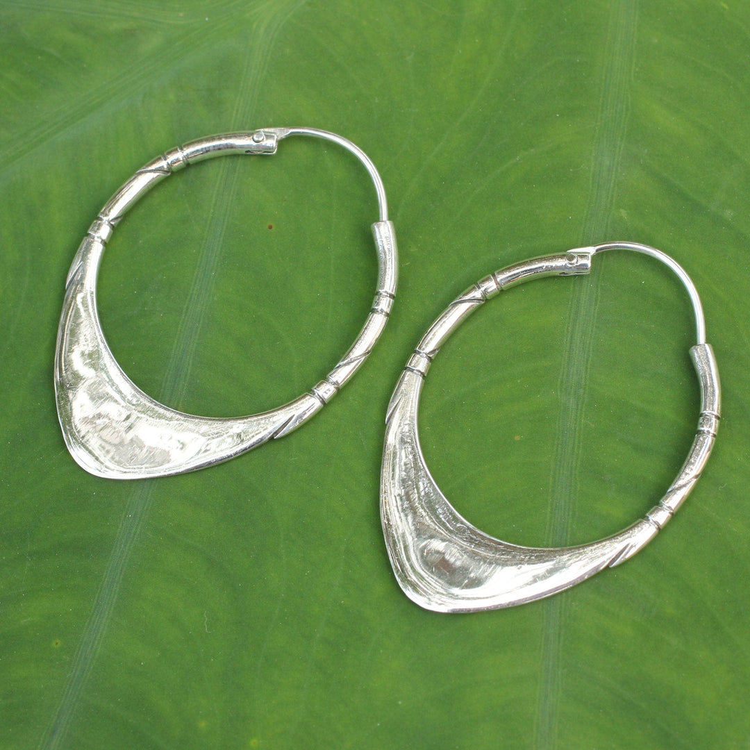 950 Silver Hoop Earrings - Silver Boomerang