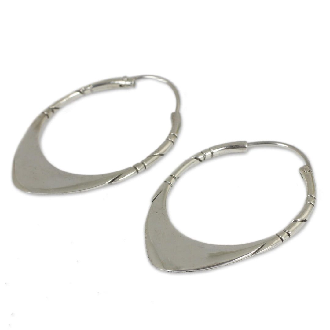 950 Silver Hoop Earrings - Silver Boomerang