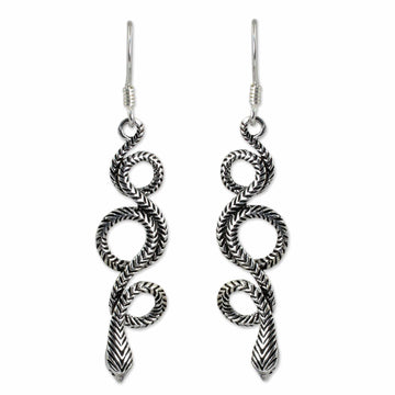 Sterling Silver Snake Earrings - Infinity Serpent